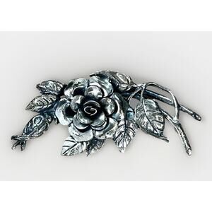 JEWEL ART 925 Sterling Silver Vintage Sculpted Flower Brooch Pin- Signed 16.2g